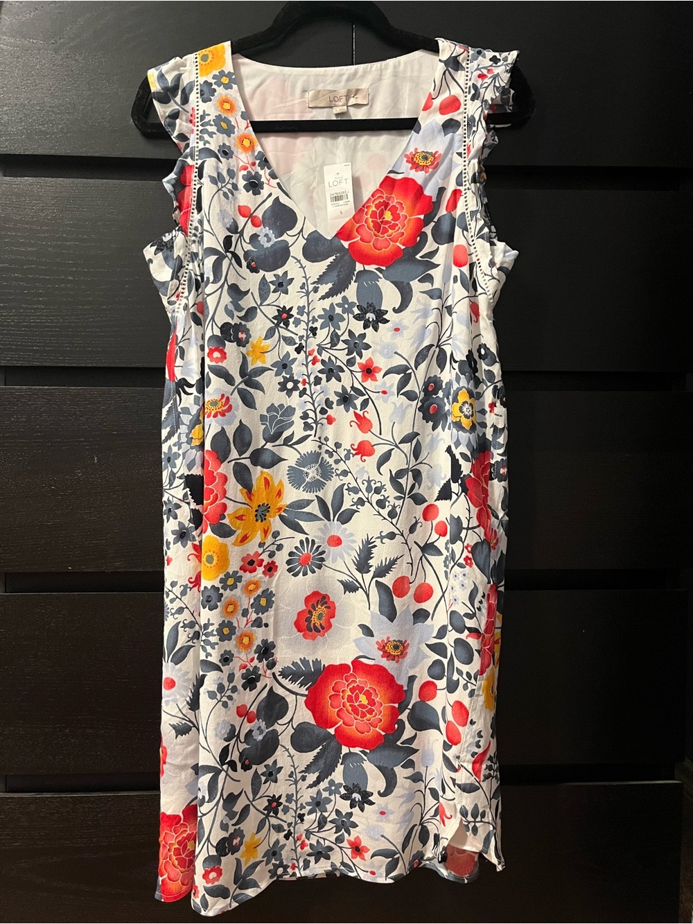 LOFT floral summer butterfly sleeveless Dress Boho Garden Party Size small NWT - Picture 2 of 8
